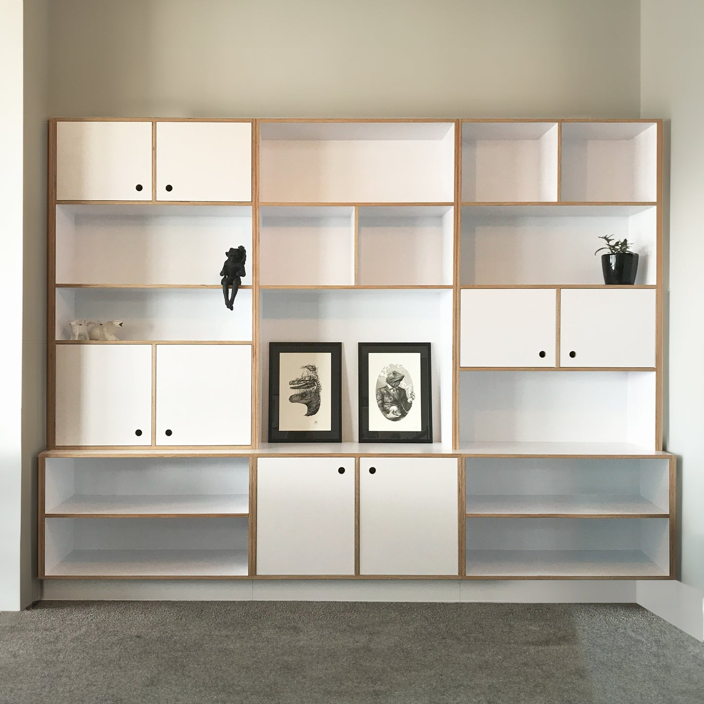 Plywood Bookcase 3094mm (W) x 450mm (D) x 2380mm (H)