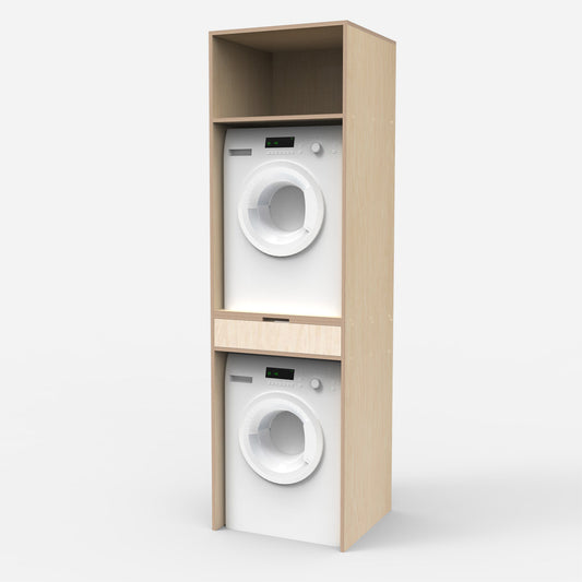 Laundry Plywood Stacking Cabinet with Top Storage + 1 Drawer