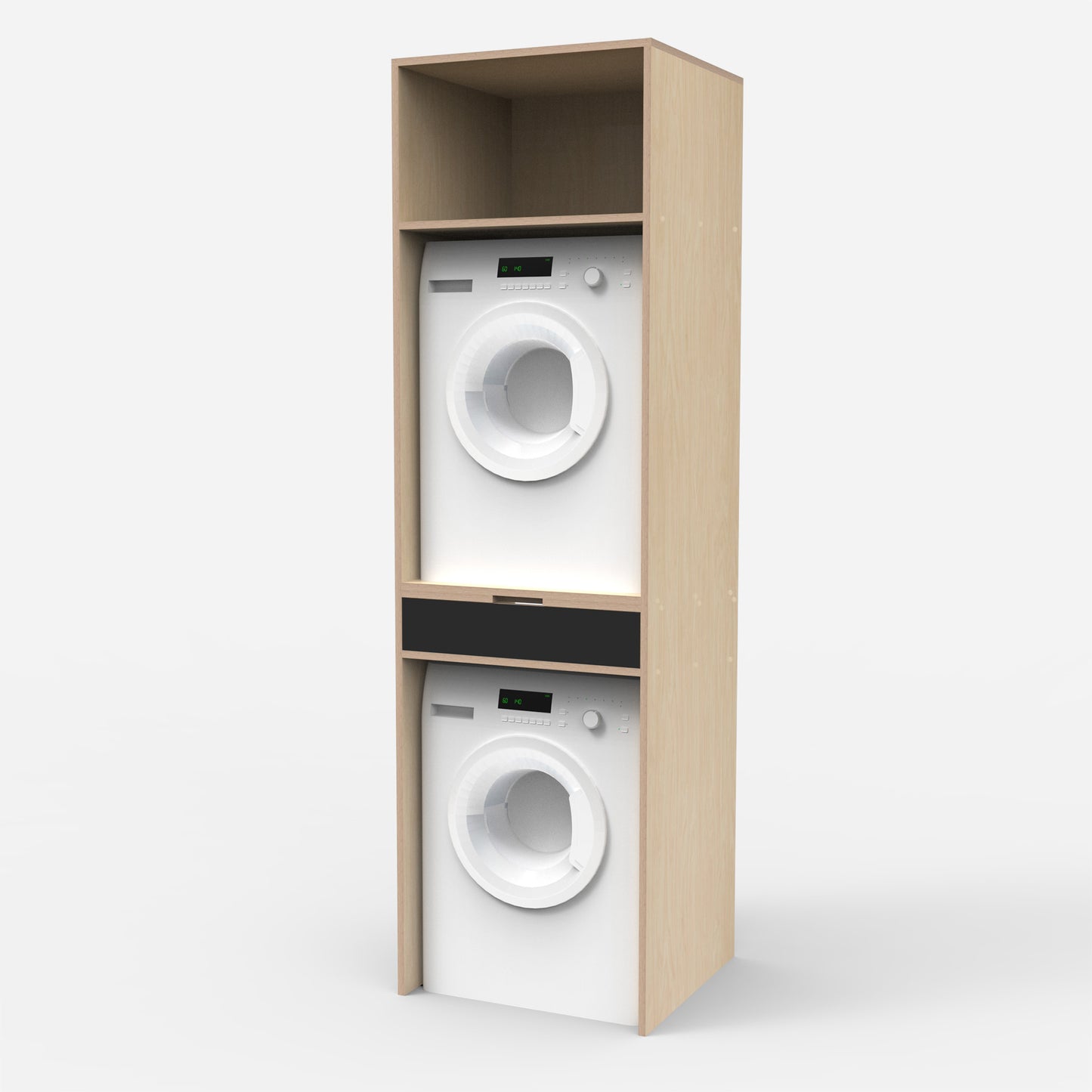 Laundry Plywood Stacking Cabinet with Top Storage + 1 Drawer