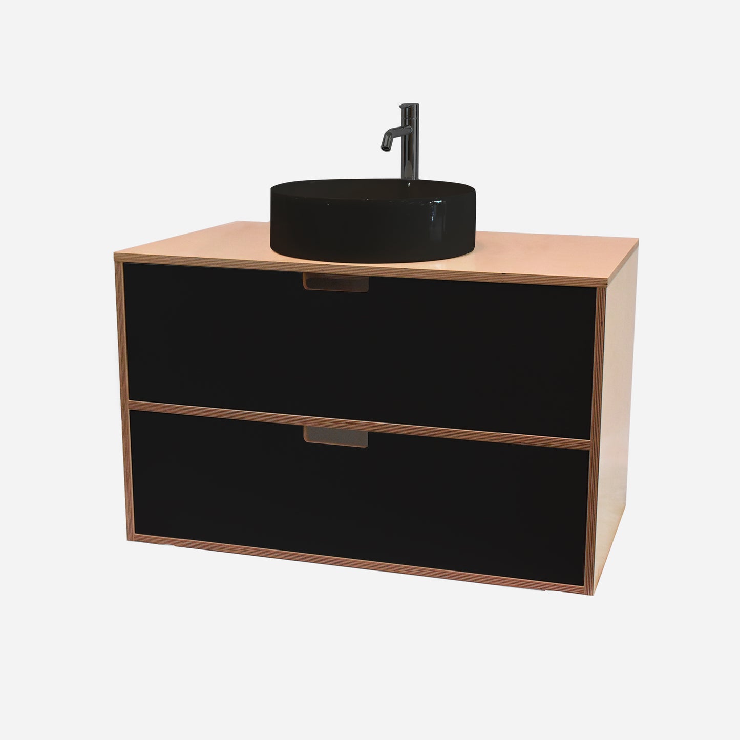 800mm Floating Rounded Handle 2 Drawer Vanity