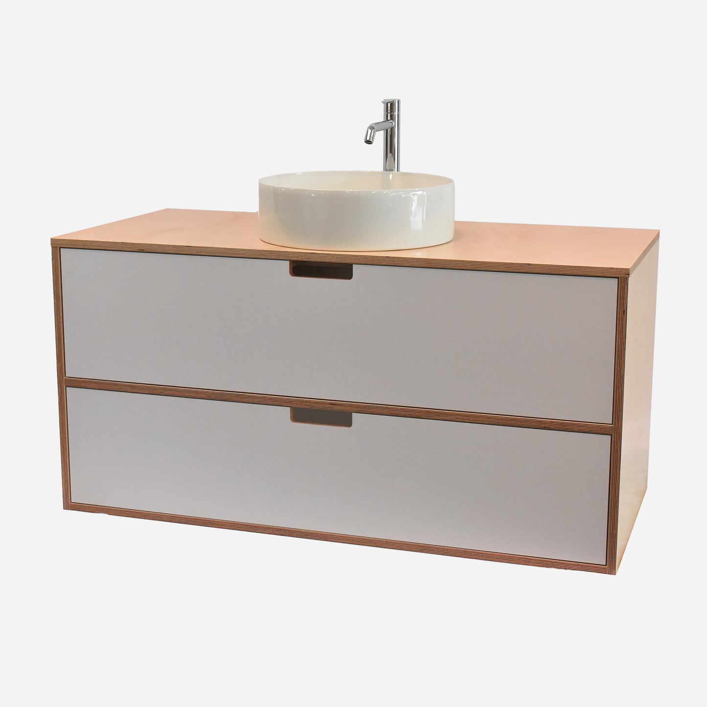 1200mm Floating Rounded Handle 2 Drawer Vanity