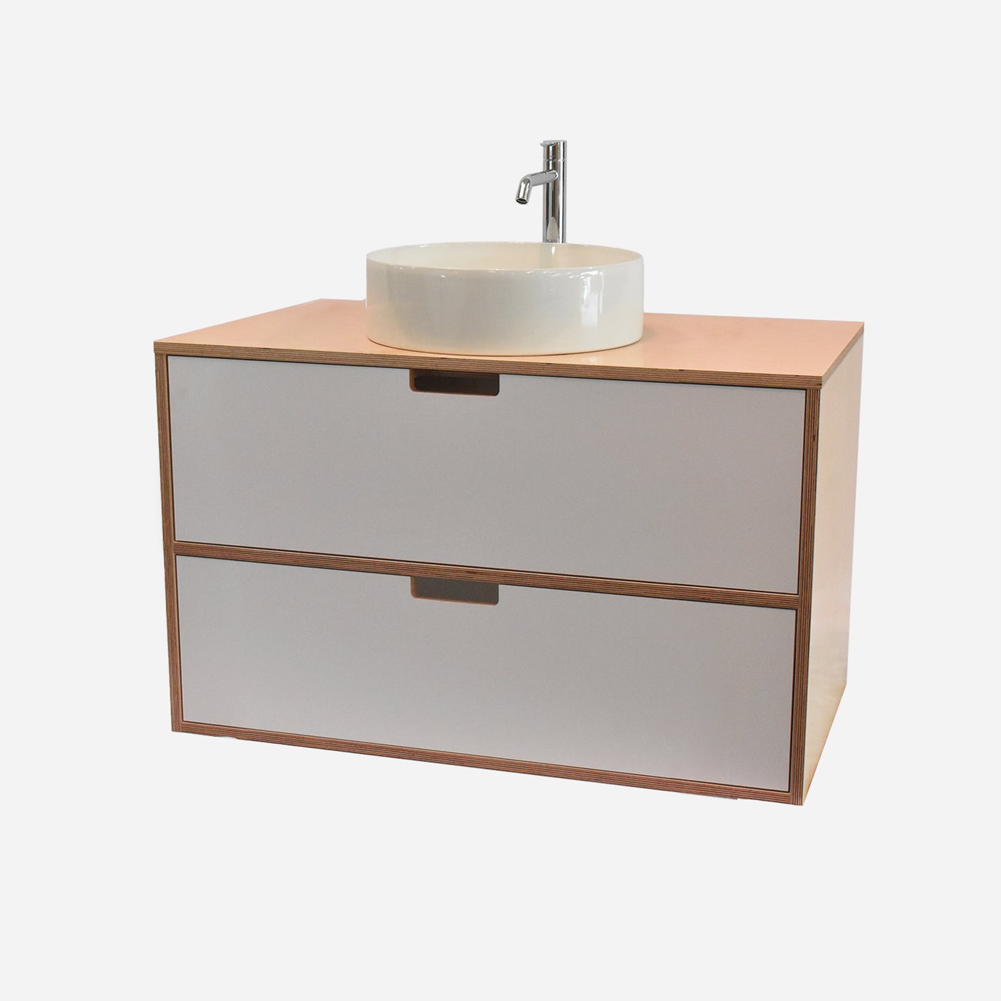 800mm Floating Rounded Handle 2 Drawer Vanity