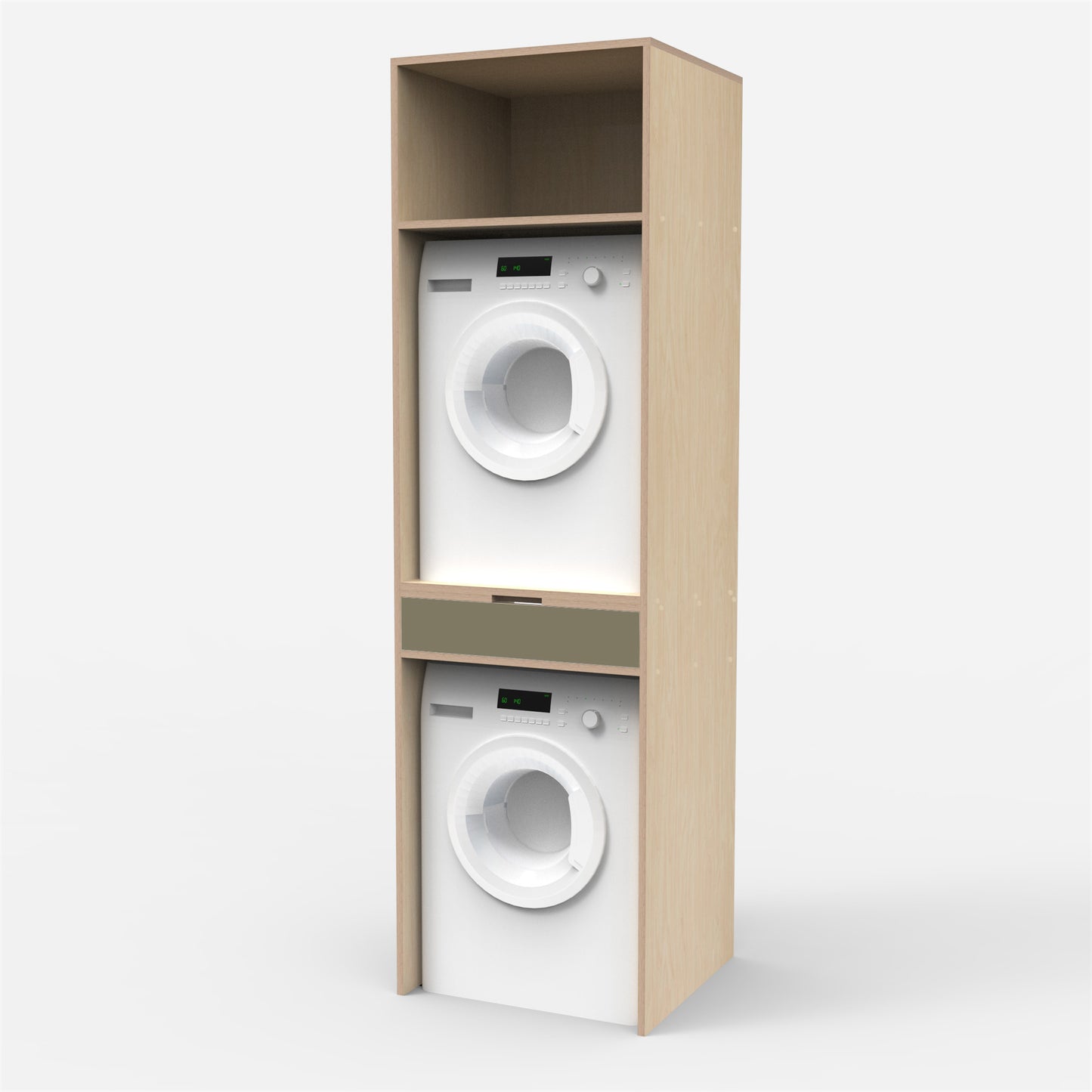 Laundry Plywood Stacking Cabinet with Top Storage + 1 Drawer