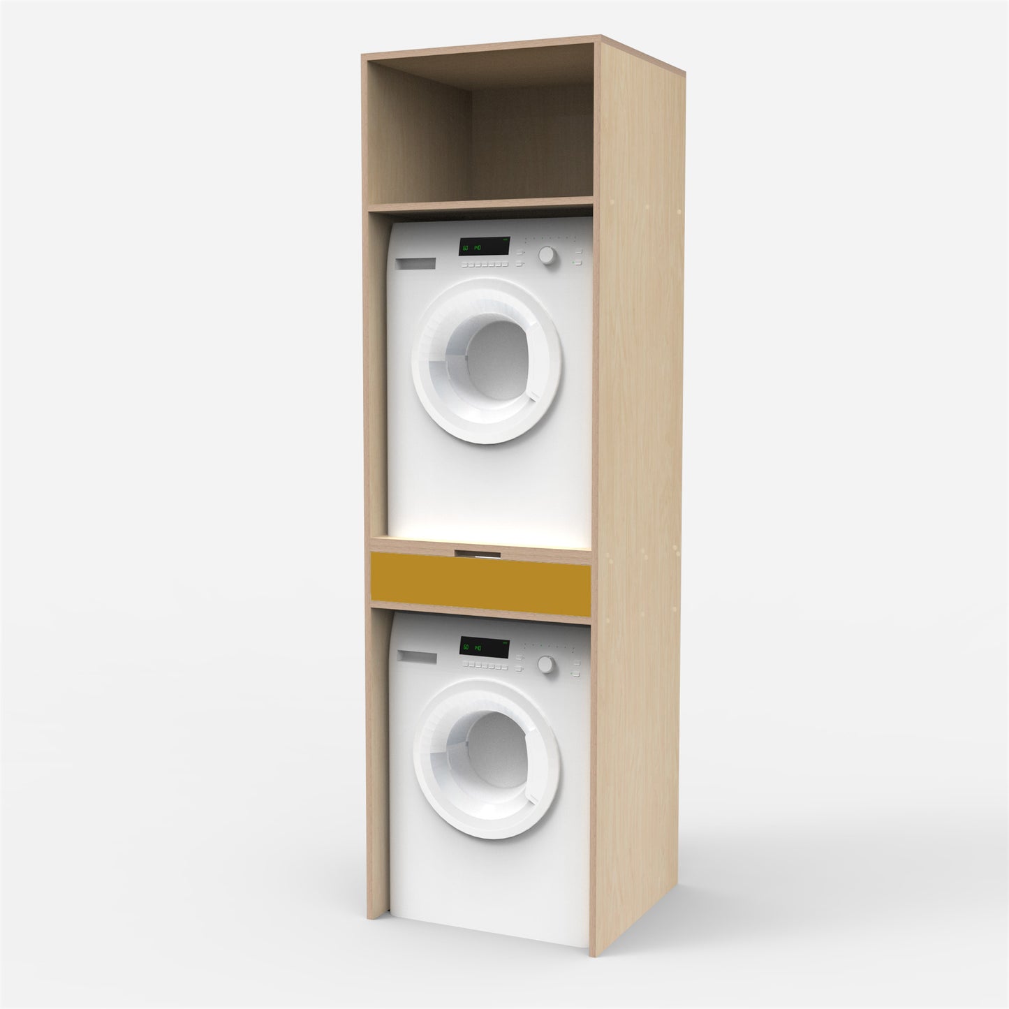 Laundry Plywood Stacking Cabinet with Top Storage + 1 Drawer