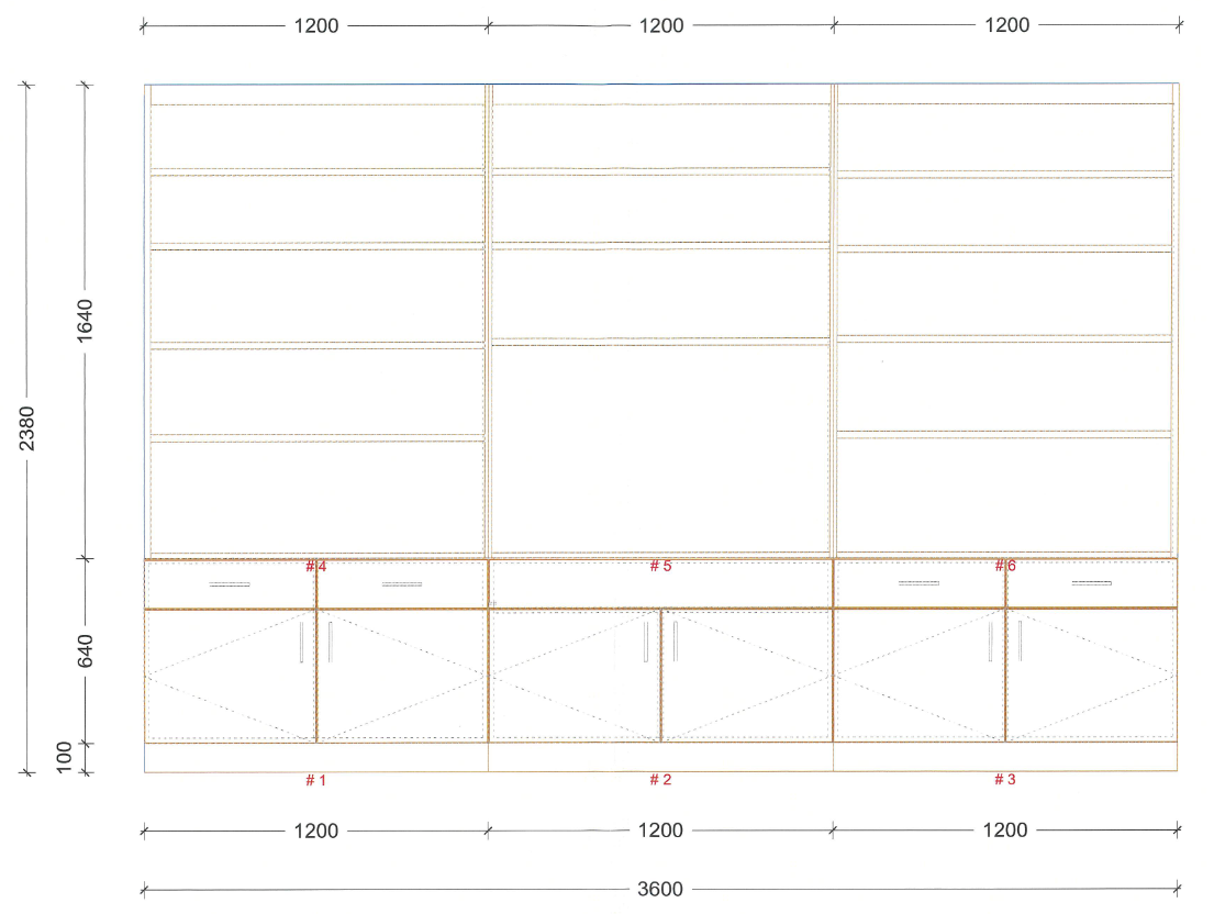 Oak Plywood Bookcase (L)3600mm x (H)2380mm