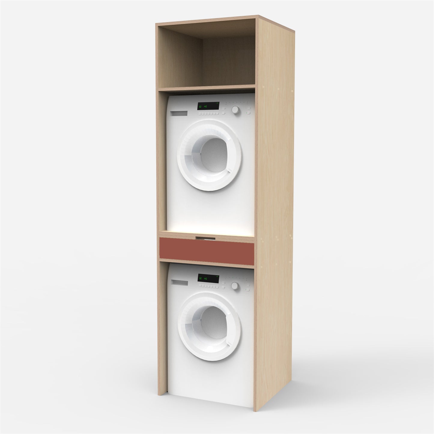 Laundry Plywood Stacking Cabinet with Top Storage + 1 Drawer