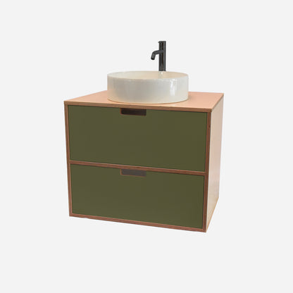 600mm Floating Rounded Handle 2 Drawer Vanity