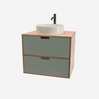 600mm Floating Rounded Handle 2 Drawer Vanity