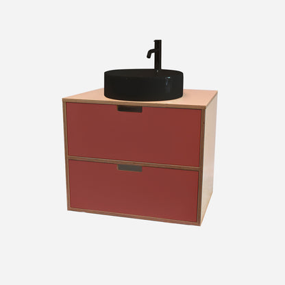 600mm Floating Rounded Handle 2 Drawer Vanity