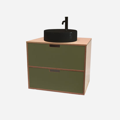 600mm Floating Rounded Handle 2 Drawer Vanity