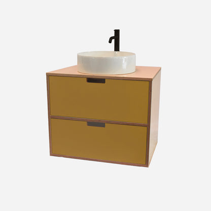 600mm Floating Rounded Handle 2 Drawer Vanity