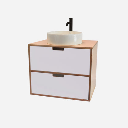 600mm Floating Rounded Handle 2 Drawer Vanity